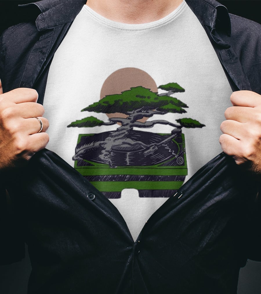 Zach Dempsey Bonsai Record Turntable Moon T-Shirt