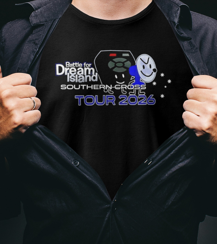 Battle For Dream Island Southern Cross Tour 2026 Remote And Snowflakes Characters T-Shirt