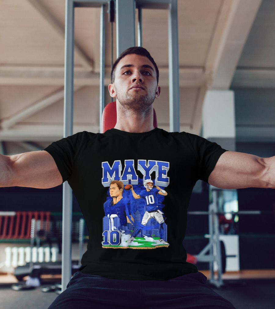 Maye Number 10 Quarterback Football Player City Skyline T-Shirt