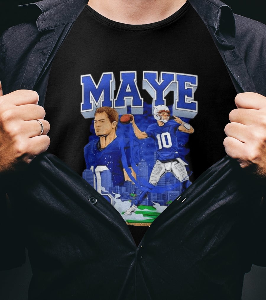 Maye Number 10 Quarterback Football Player City Skyline T-Shirt