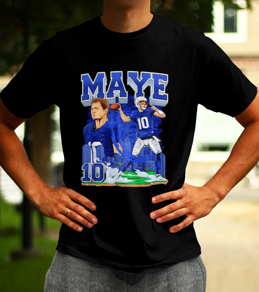 Maye Number 10 Quarterback Football Player City Skyline T-Shirt