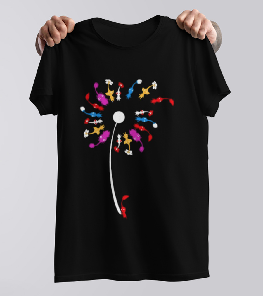 Pikmin Dandelion Flower With Colorful Game Characters Nature T-Shirt