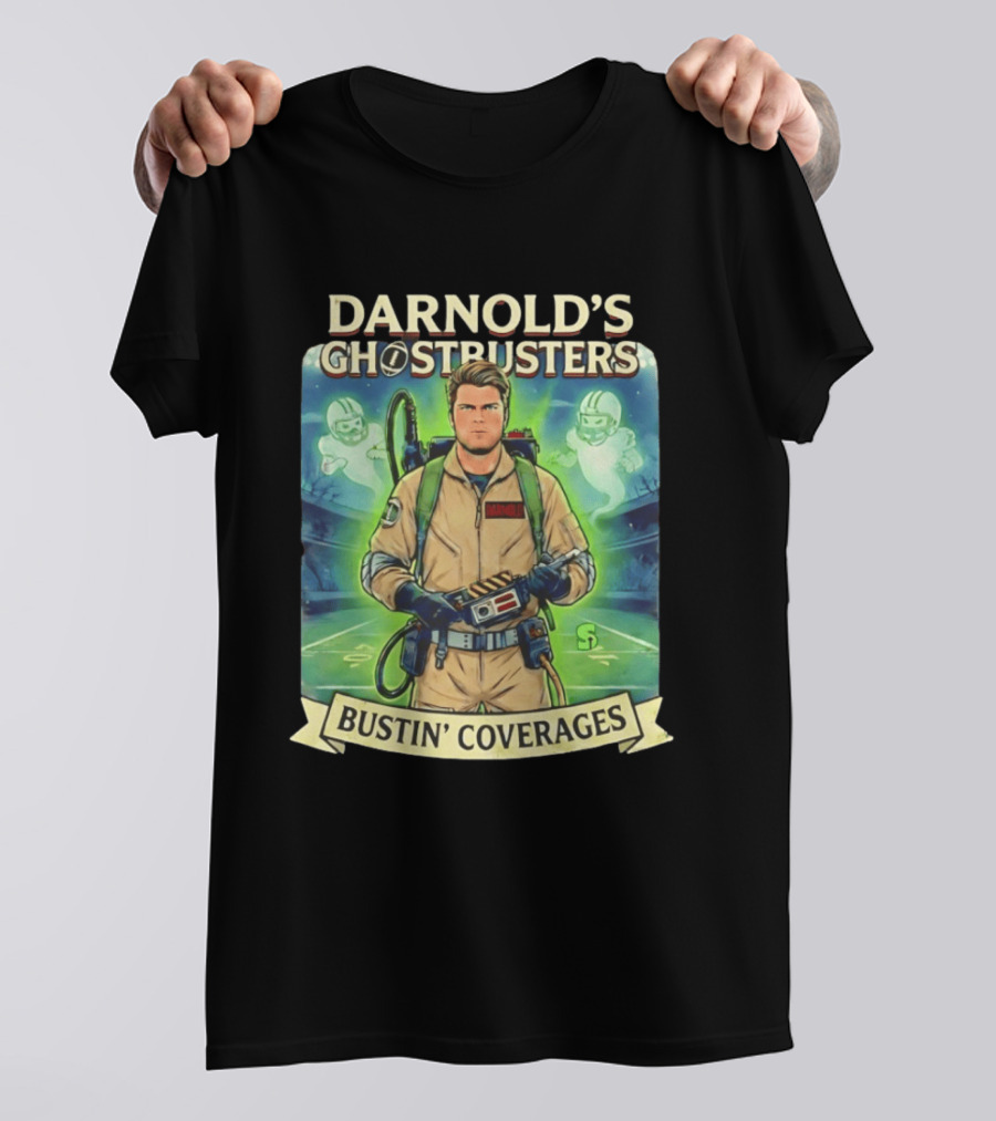 Darnold's Ghostbusters Bustin' Coverages Paranormal NFL Football Action T-Shirt