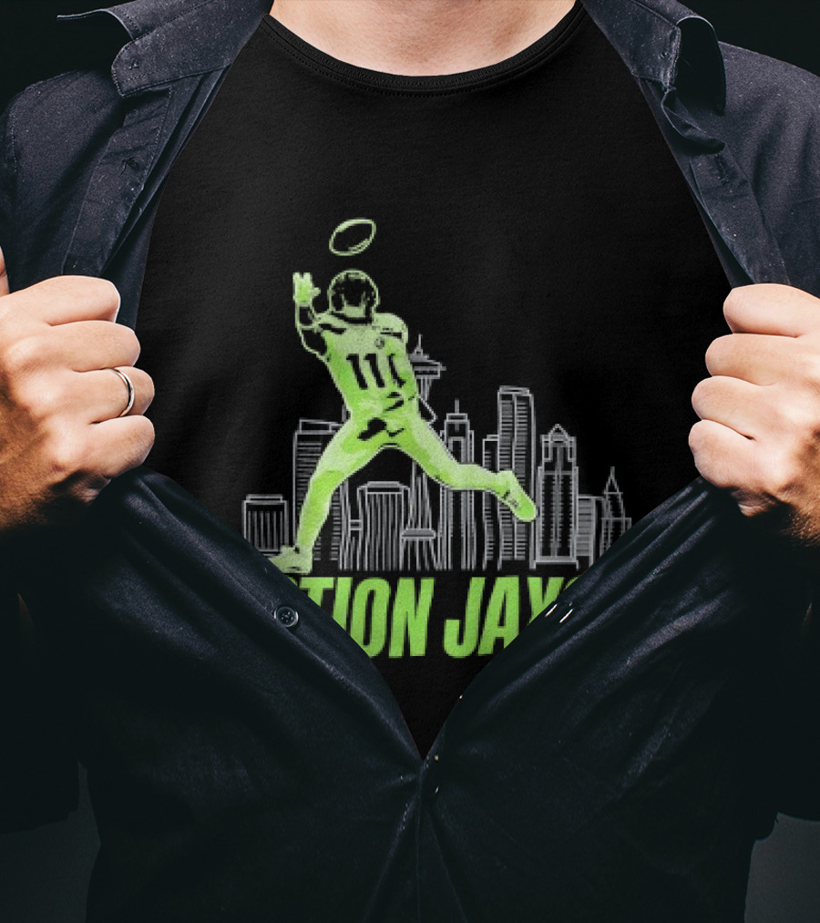 Seattle Football Jaxon Smith Njigba Action Jaxon Skyline T-Shirt