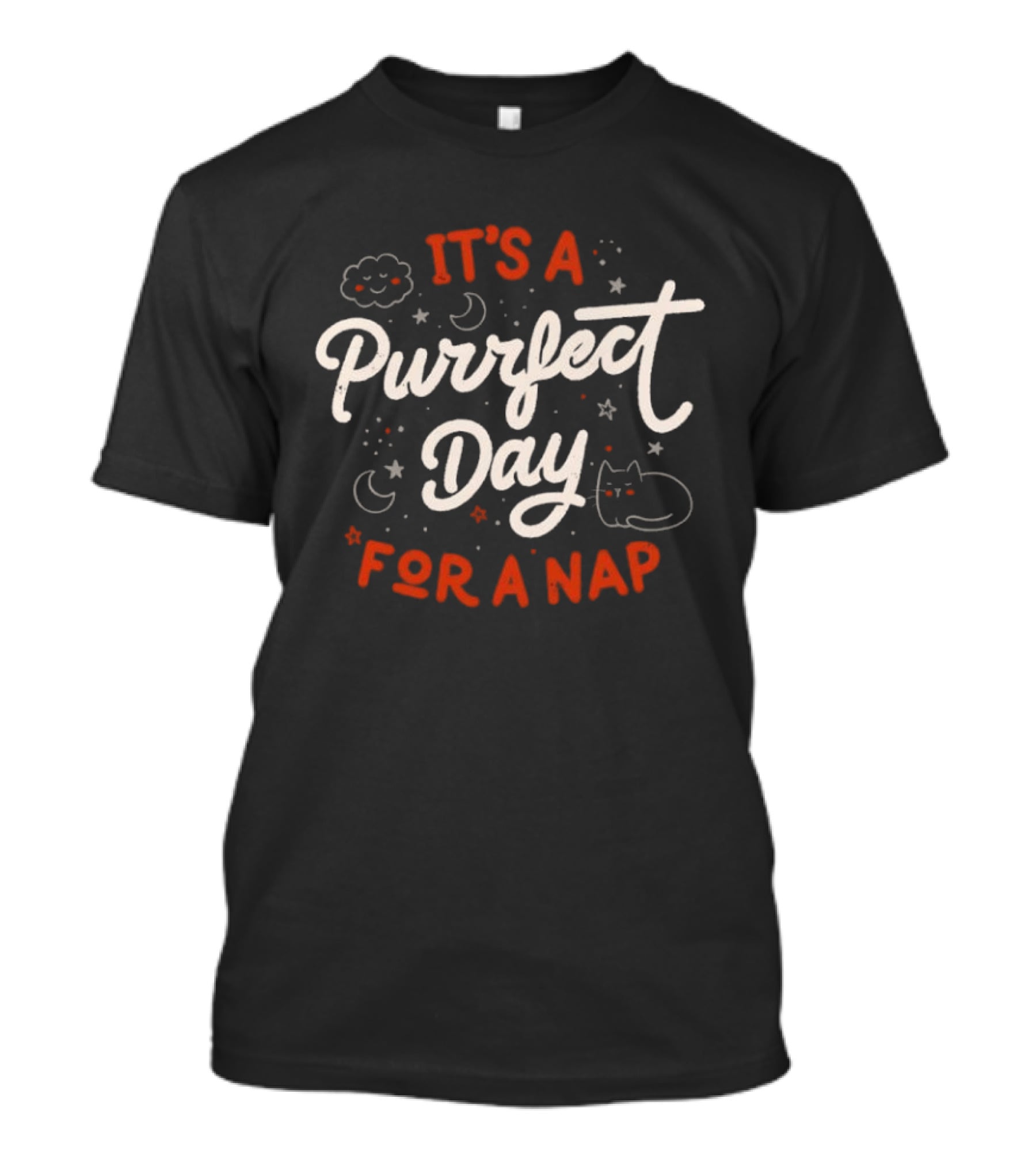 It's A Purrfect Day For A Nap With Cat Moon And Stars T-Shirt
