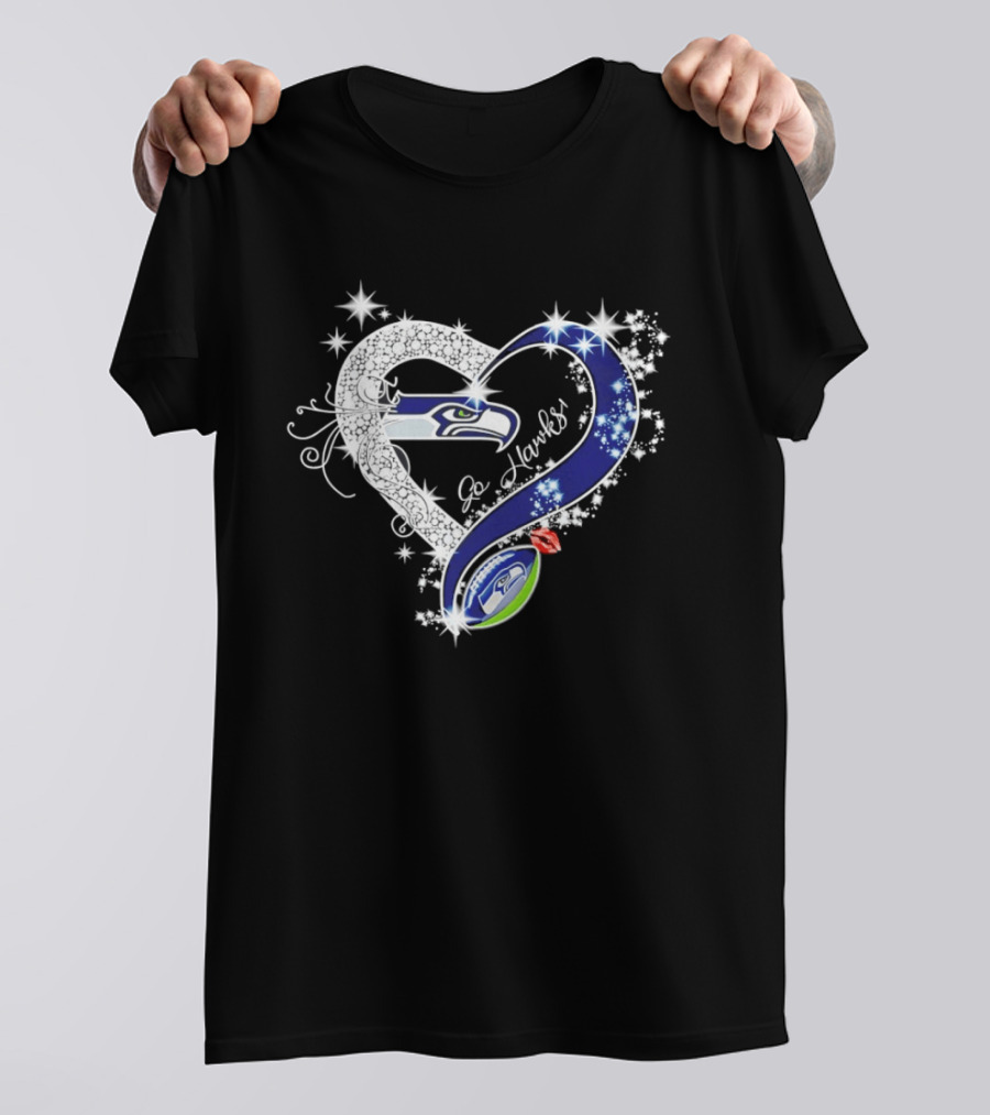 Seattle Seahawks Go Hawks Heart Stars Football Fan Love T-Shirt