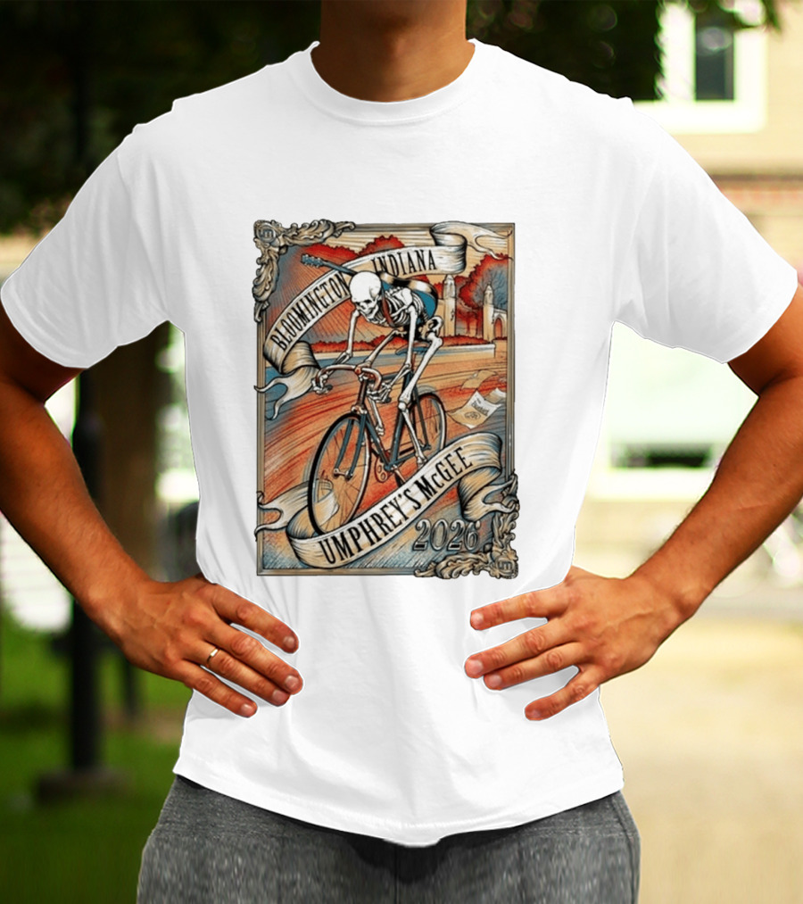 Umphrey's McGee Bloomington Indiana 2026 Skeleton Cycling T-Shirt