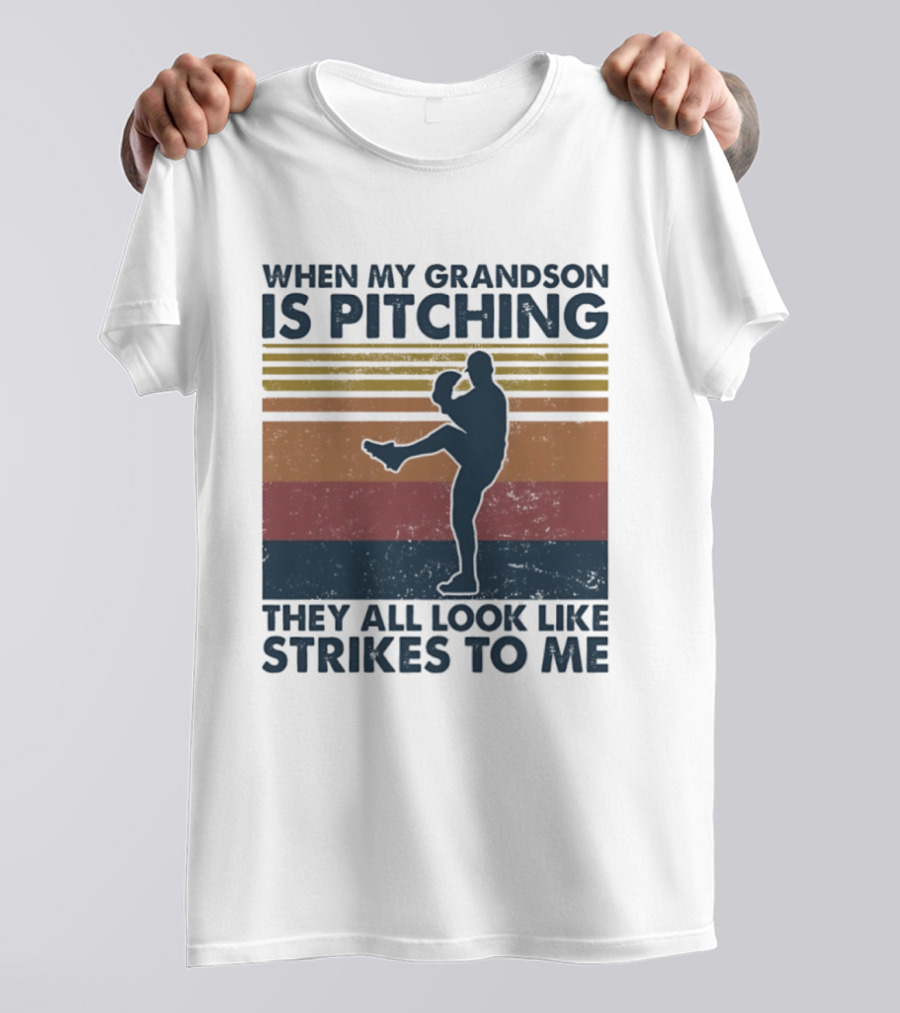 Grandson Pitching Baseball Strikes T-Shirt