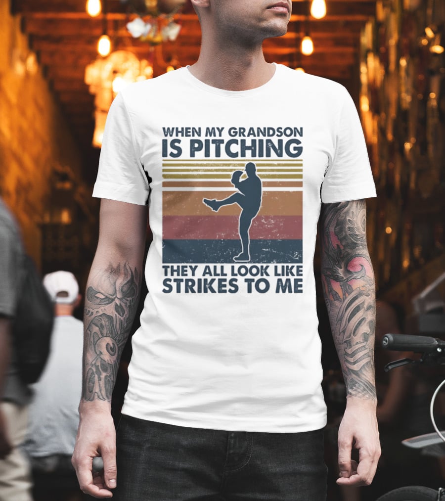 Grandson Pitching Baseball Strikes T-Shirt