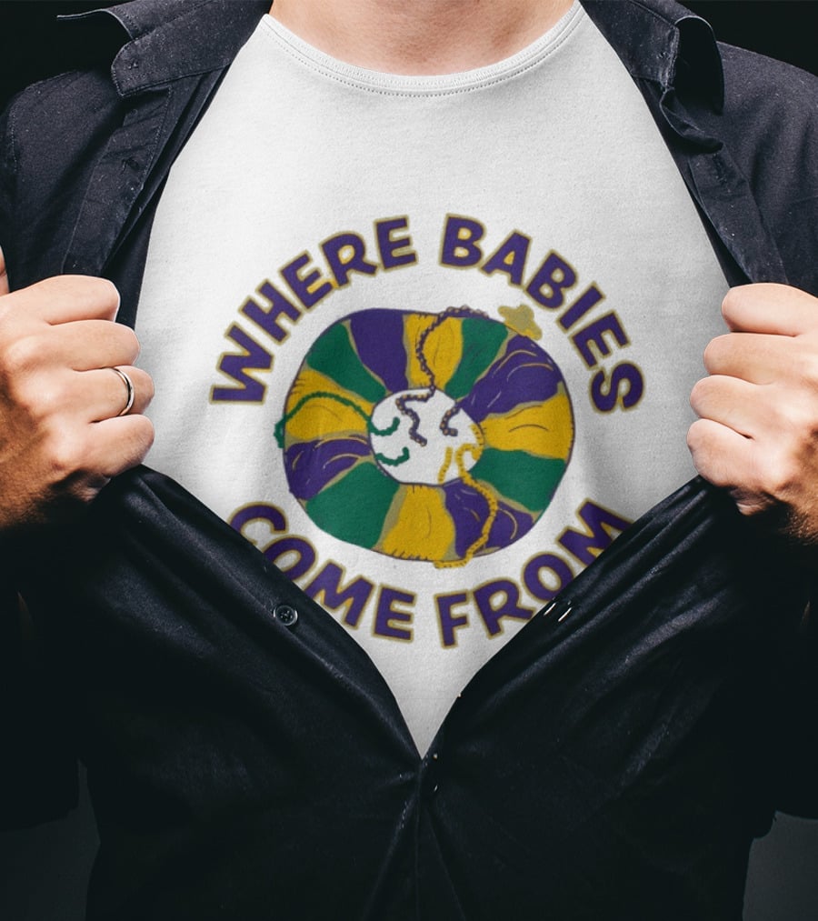 Where Babies Come From Mardi Gras King Cake Humor T-Shirt