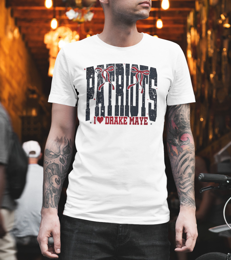 Patriots Bow I Love Drake Maye T-Shirt