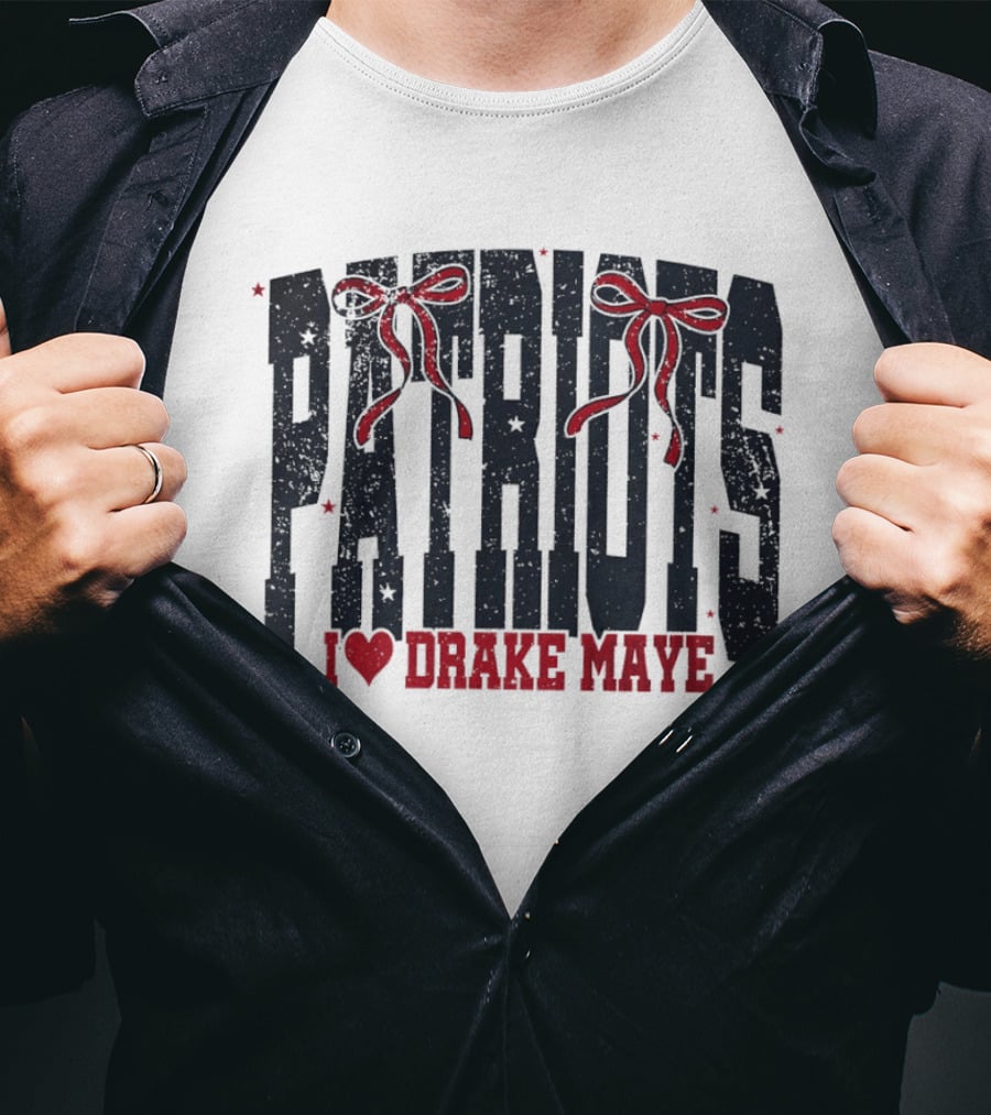 Patriots Bow I Love Drake Maye T-Shirt
