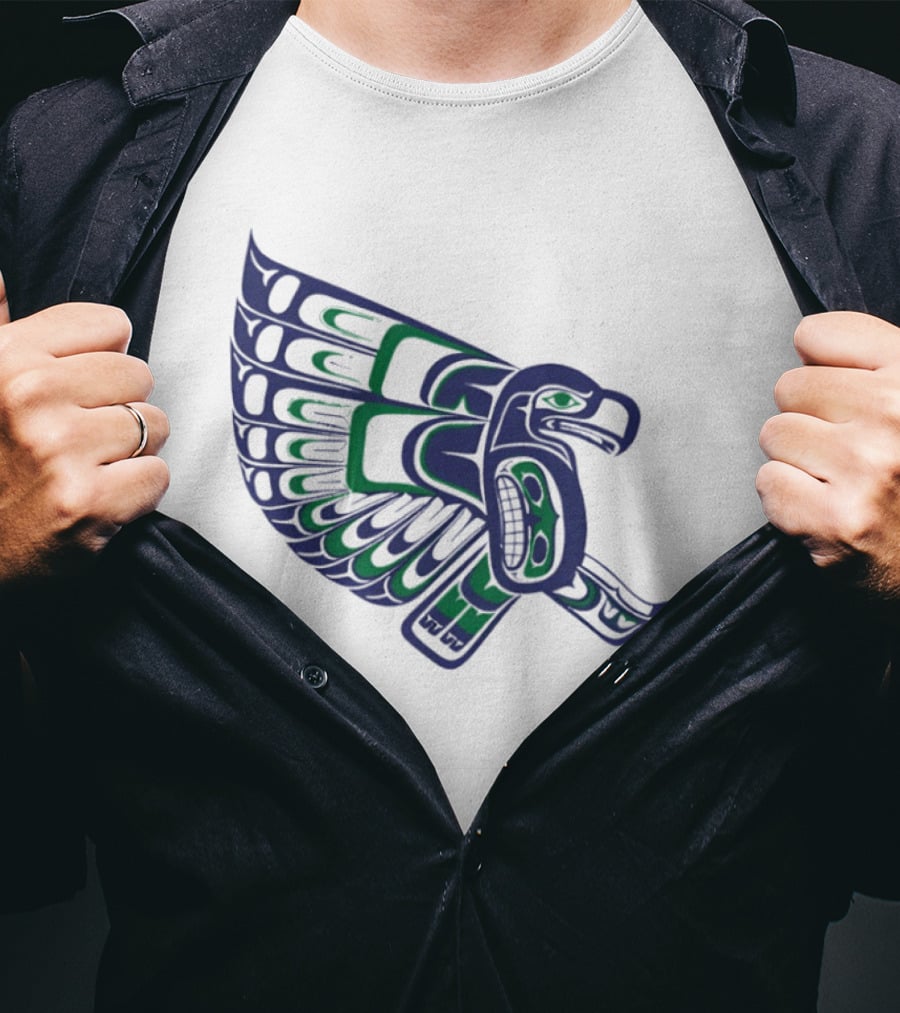 Seattle Football Native American Inspired Hawk Bird Wing T-Shirt