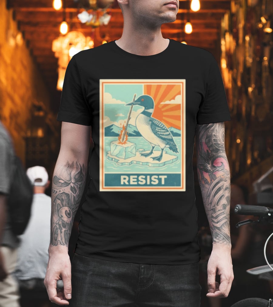 Loon Resist Climate Change Minnesota ICE Nature Conservation T-Shirt