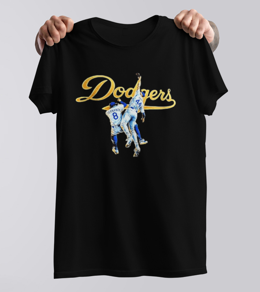 Dodgers Hernandez 8 Pages 44 Jumping Celebration T-Shirt