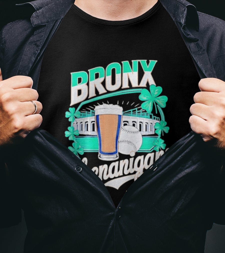 Bronx Shenanigans Beer Baseball Stadium Clover St Patricks Day 2026 T-Shirt