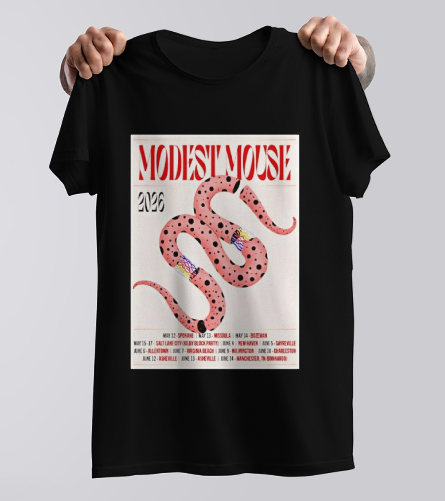 Modest Mouse Tour 2026 Spokane Missoula Bozeman Asheville Salt Lake City Sayreville Virginia Beach Wilmington Manchester T-Shirt