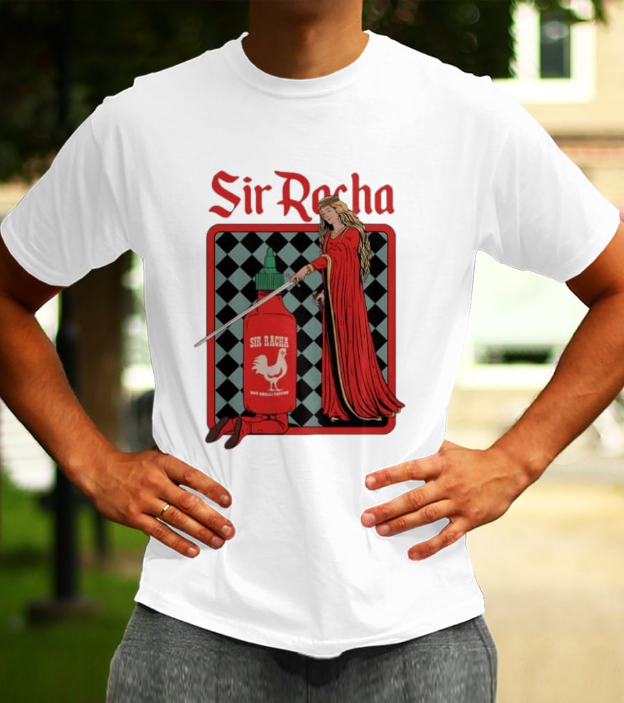 Sir Racha Hot Chilli Pepper Sauce Medieval Knight And Lady T-Shirt