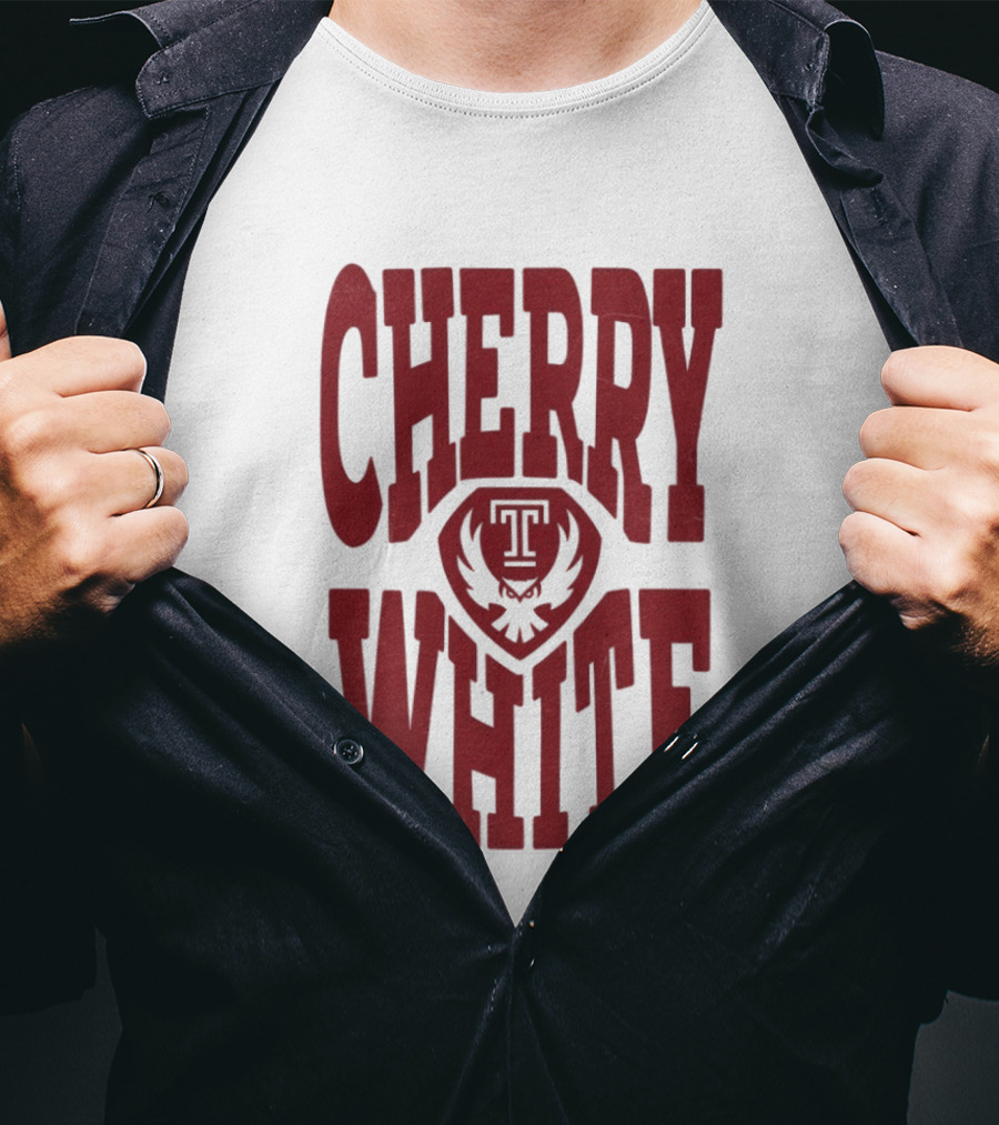 Temple Owls Cherry White T T-Shirt
