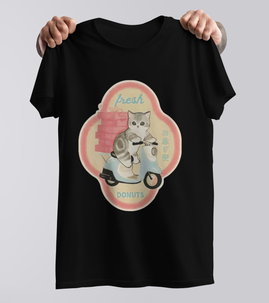Fresh Cat Mofusand Donuts Delivery Scooter Japan T-Shirt