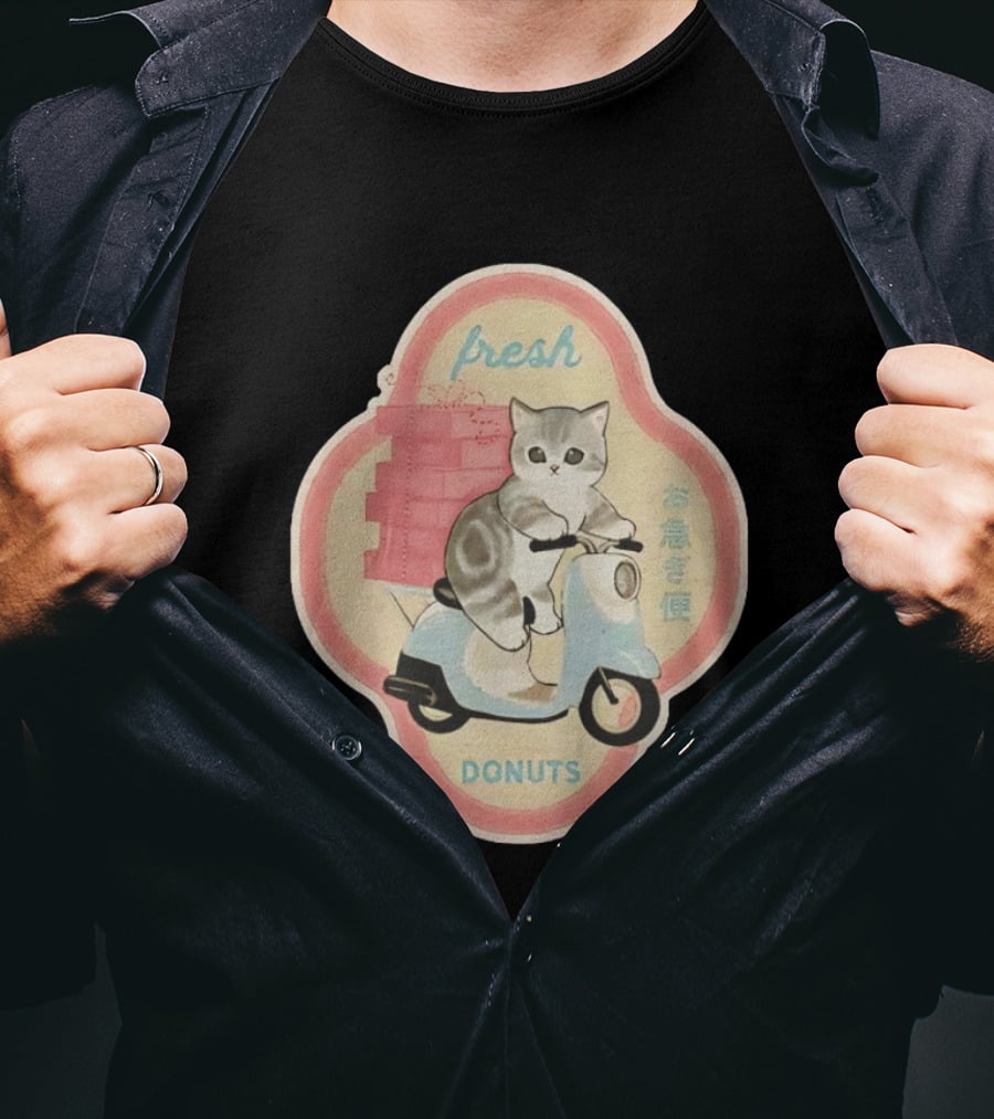 Fresh Cat Mofusand Donuts Delivery Scooter Japan T-Shirt