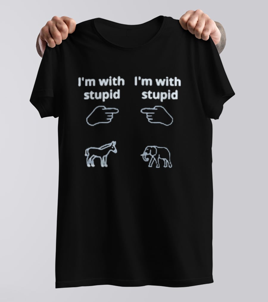 I'm With Stupid Donkey Elephant Political Humor T-Shirt