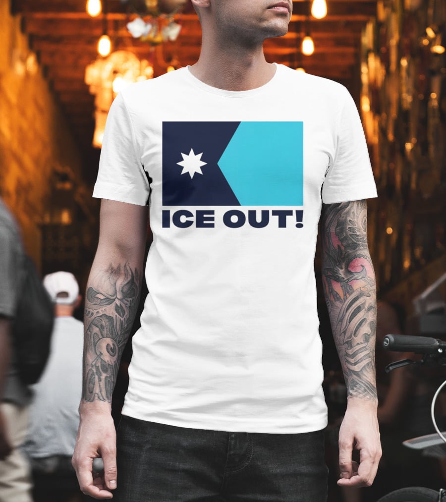 Ice Out Minnesota Star Flag T-Shirt