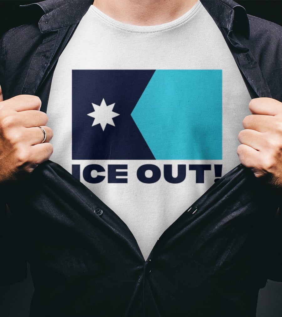 Ice Out Minnesota Star Flag T-Shirt