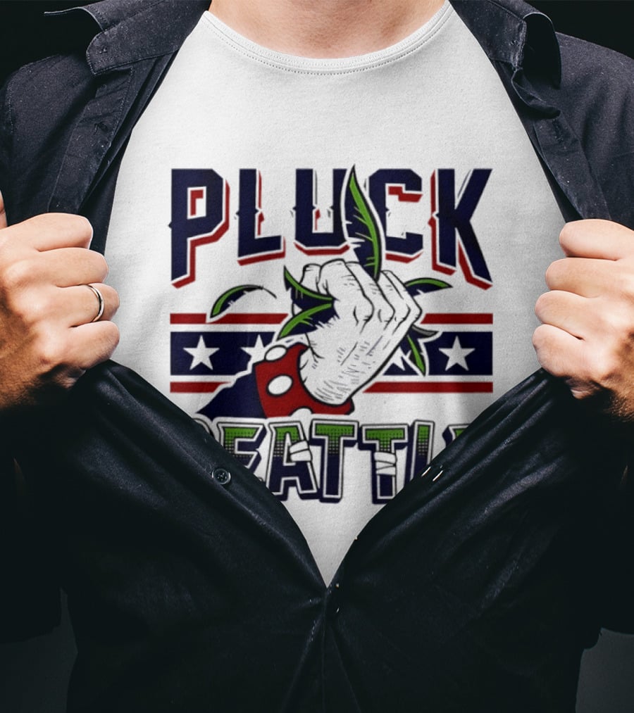 Pluck Seattle Seahawks Fist Stars And Stripes T-Shirt