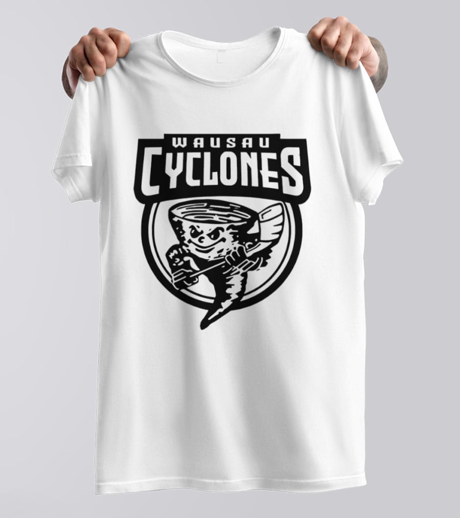 Wausau Cyclones Hockey 2025 Tornado Mascot Holding Stick T-Shirt
