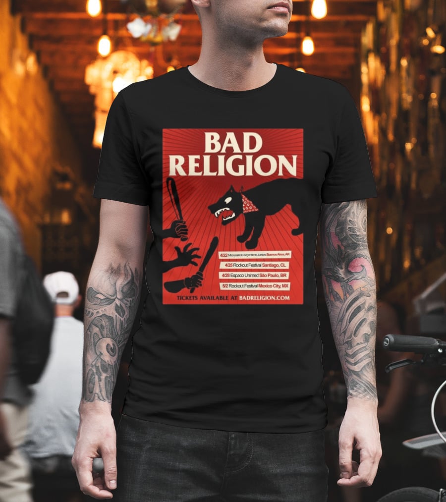 Bad Religion Tour 2026 Latin America Dates Buenos Aires Santiago São Paulo Mexico City T-Shirt