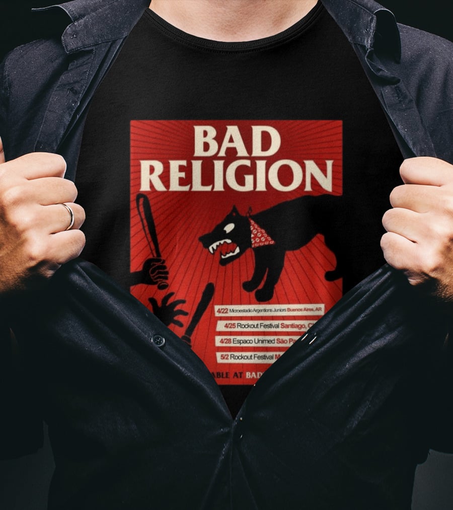 Bad Religion Tour 2026 Latin America Dates Buenos Aires Santiago São Paulo Mexico City T-Shirt