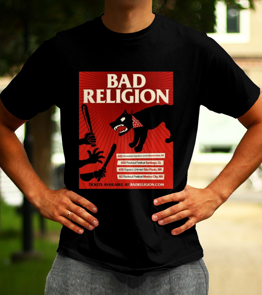 Bad Religion Tour 2026 Latin America Dates Buenos Aires Santiago São Paulo Mexico City T-Shirt