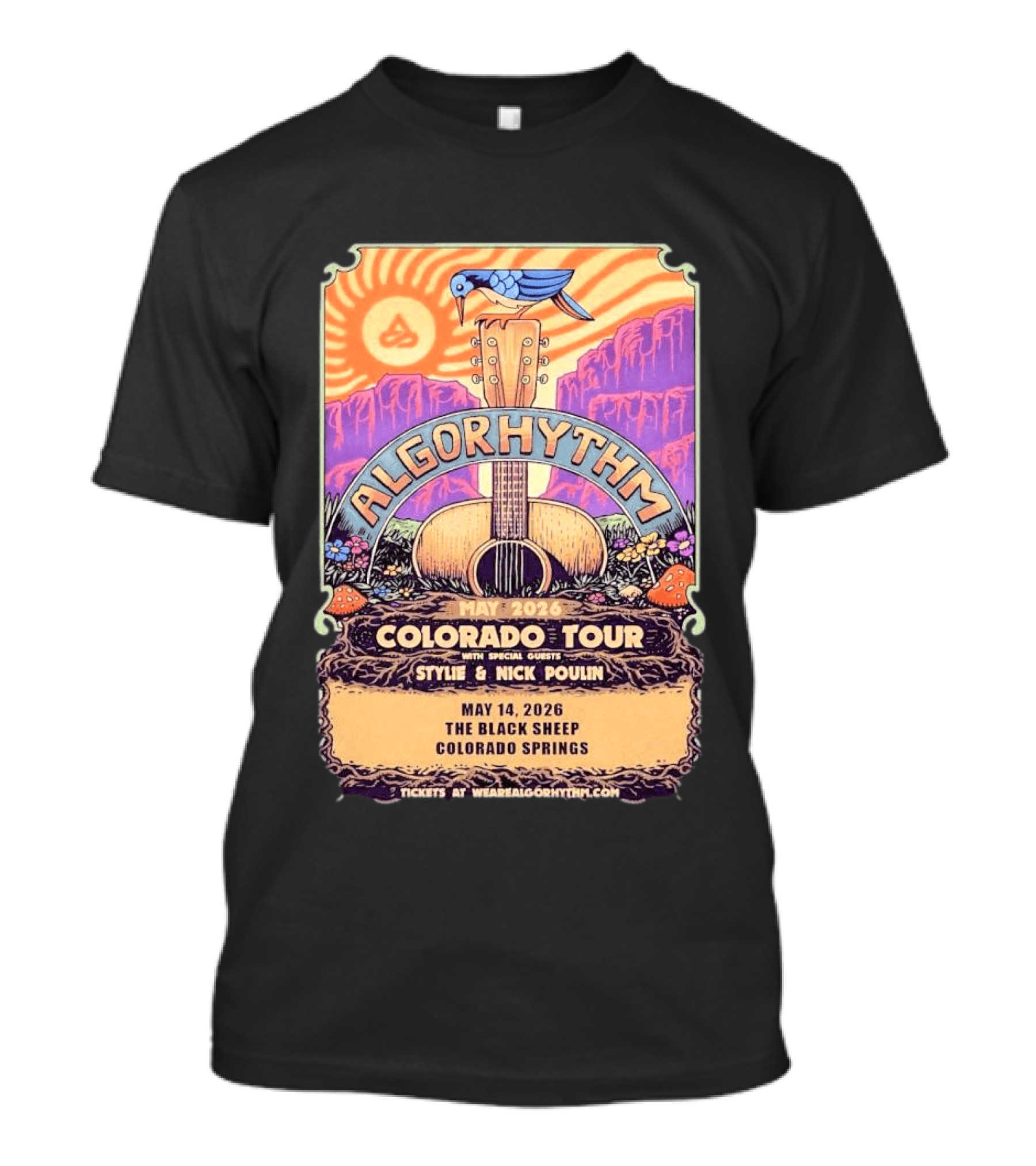 Algorhythm Colorado Tour May 2026 The Black Sheep Colorado Springs Style & Nick Poulin T-Shirt