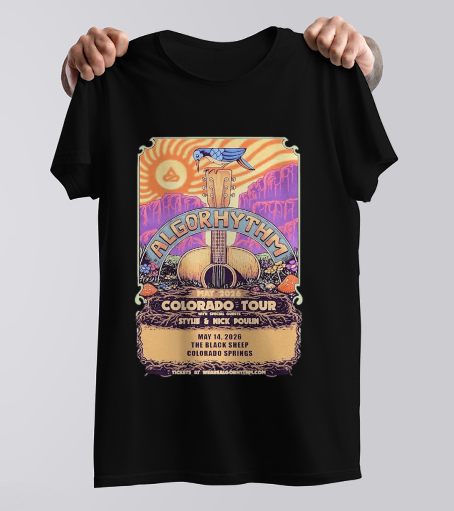 Algorhythm Colorado Tour May 2026 The Black Sheep Colorado Springs Style & Nick Poulin T-Shirt
