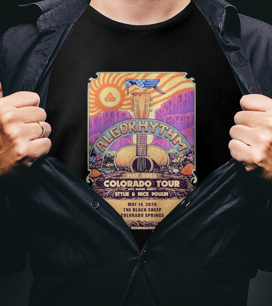 Algorhythm Colorado Tour May 2026 The Black Sheep Colorado Springs Style & Nick Poulin T-Shirt