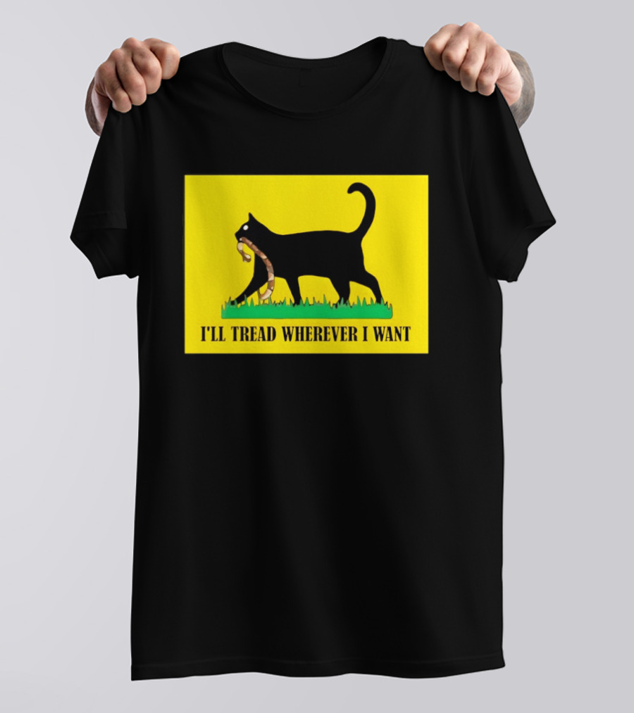 Black Cat I'll Tread Wherever I Want Gadsden T-Shirt