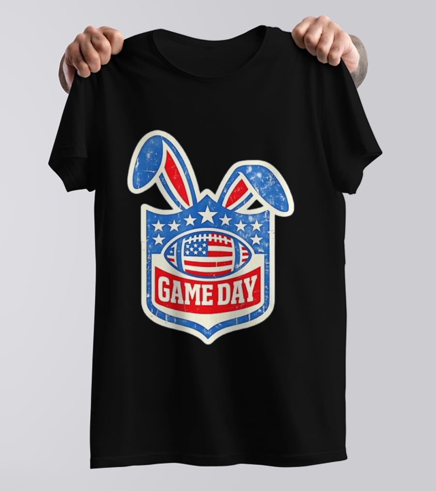 Easter Football Game Day American Bad Bunny Stars Stripes T-Shirt
