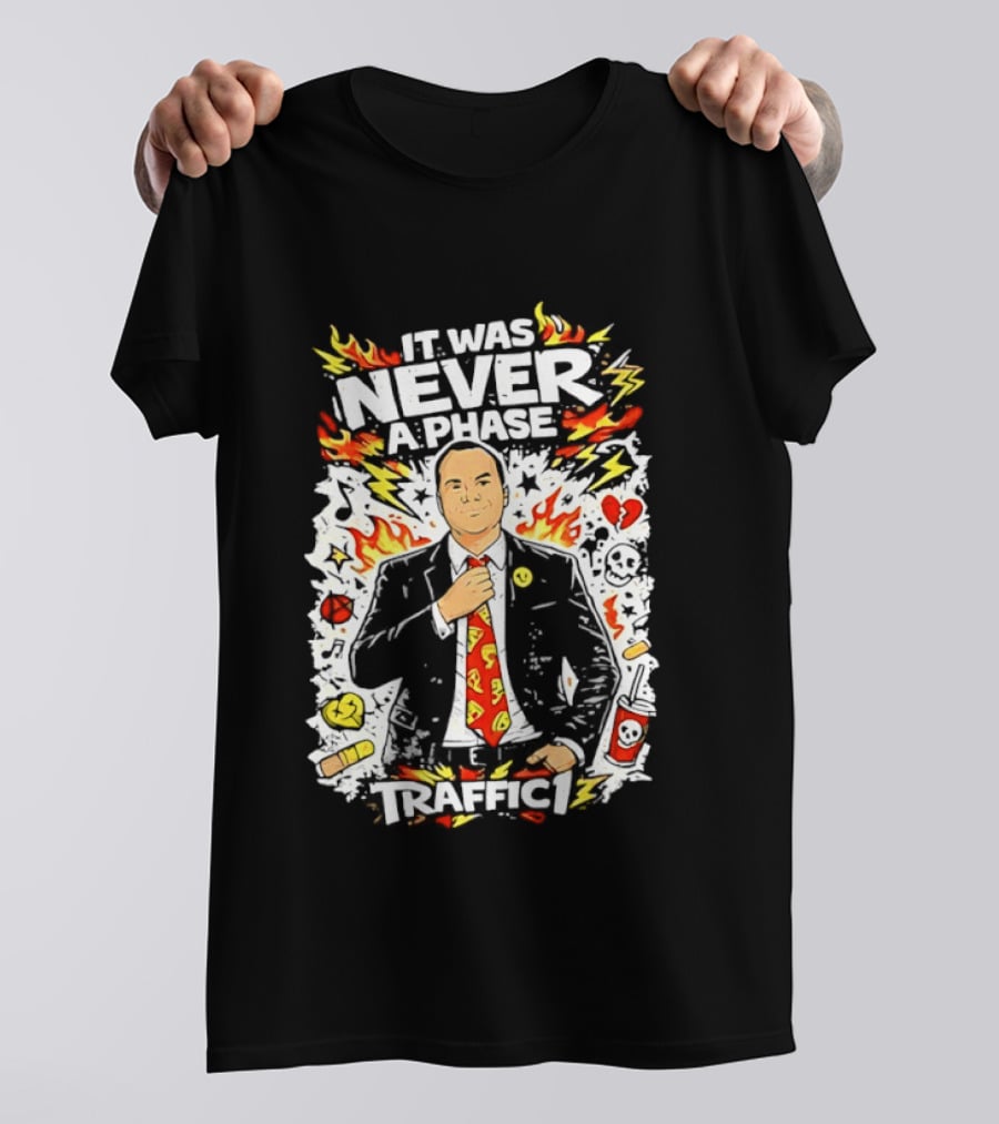 It Was Never A Phase Pop Punk Forever Fire Flames Pizza Hearts T-Shirt