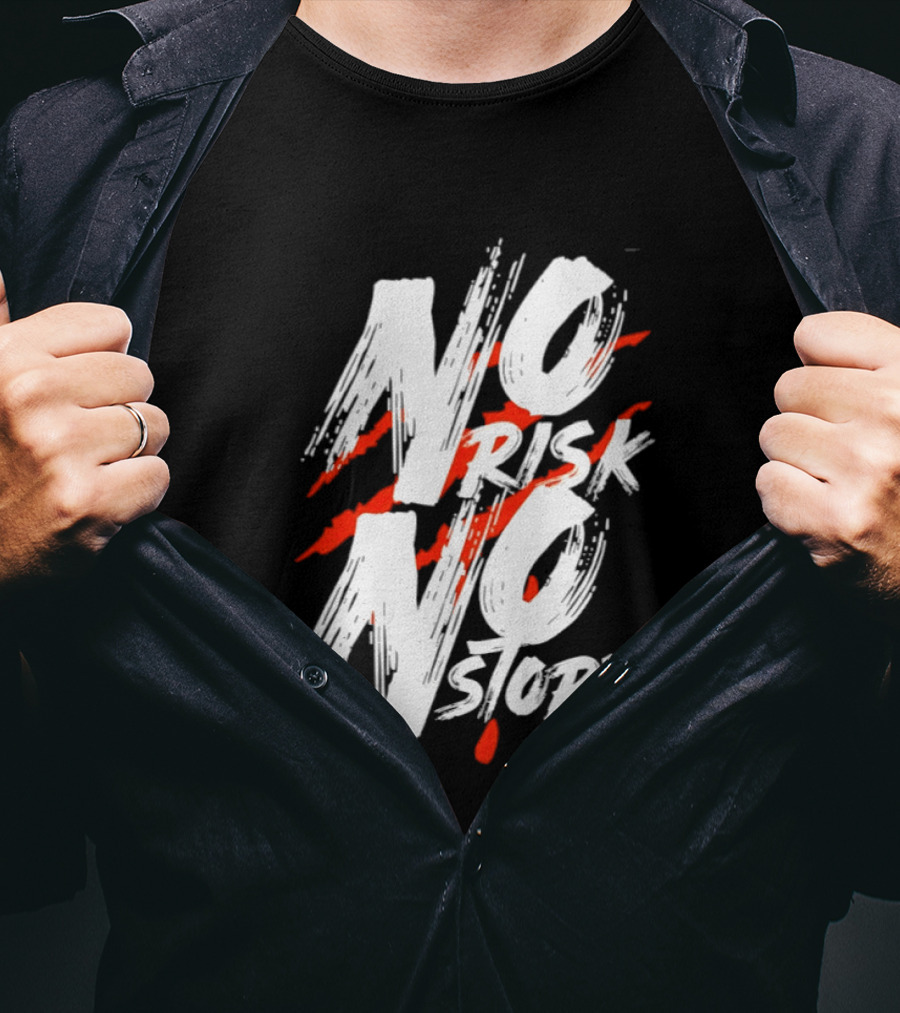 No Risk No Story Bold Brush Stroke Text With Red Accents T-Shirt