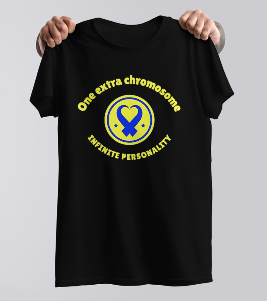 One Extra Chromosome Infinite Personality Heart Ribbon T-Shirt
