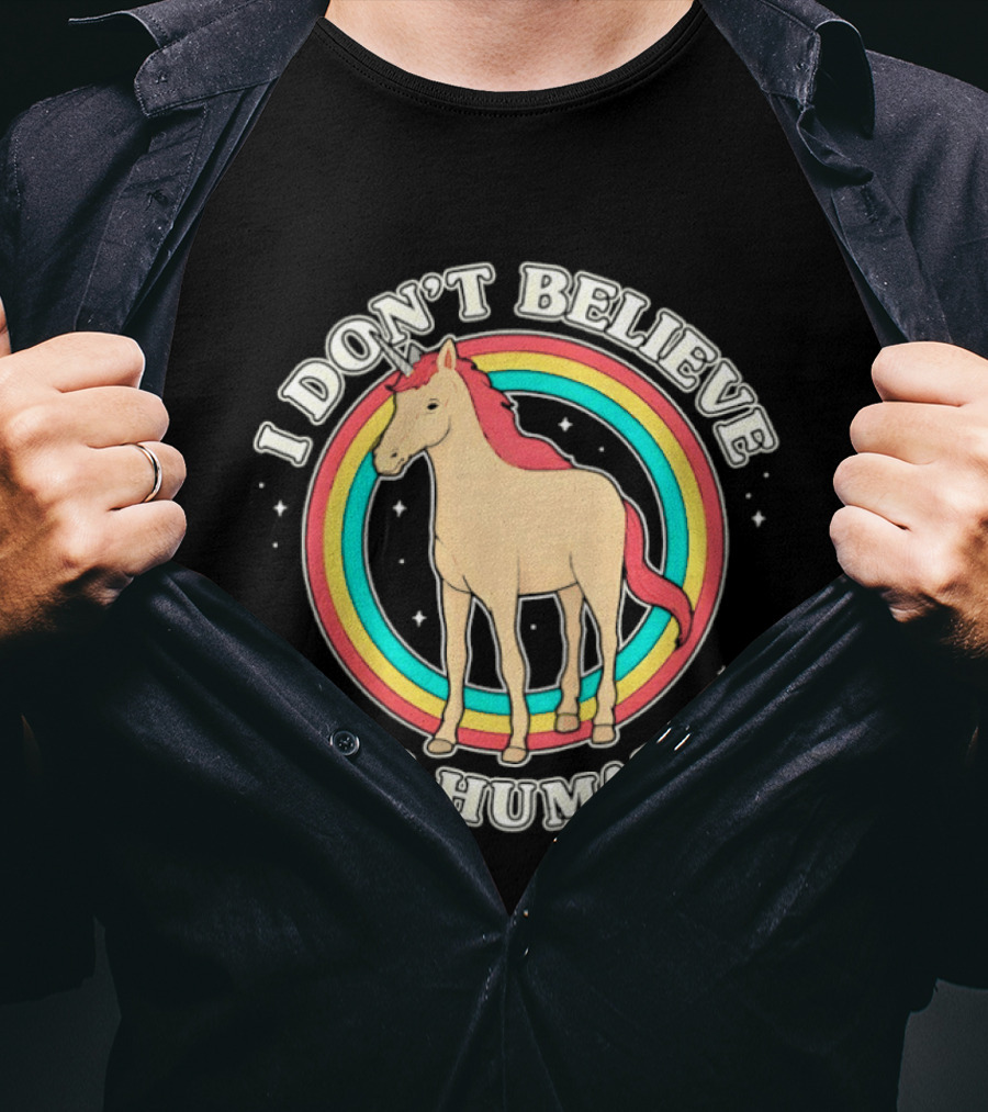 Unicorn I Don't Believe In Humans Rainbow T-Shirt