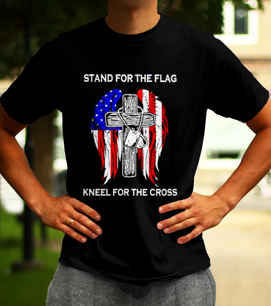 Stand For The Flag Kneel For The Cross USA Wings T-Shirt