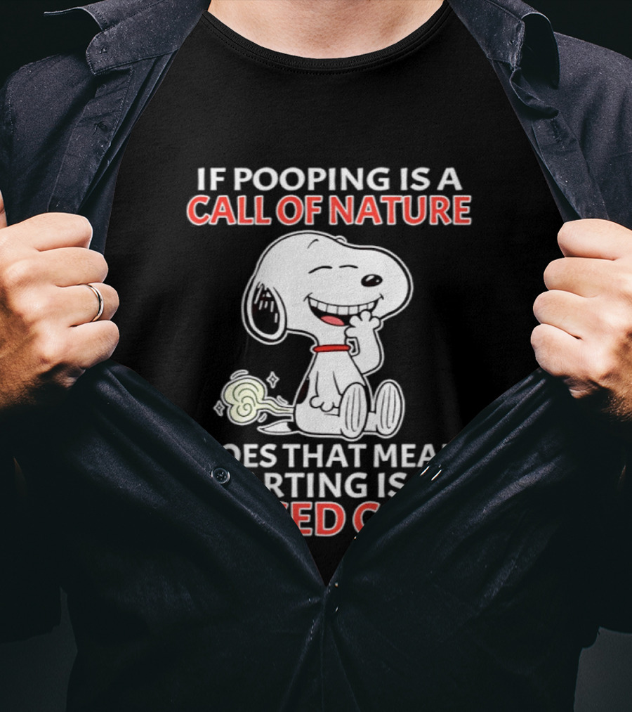 Snoopy Pooping Call Of Nature Farting Missed Call T-Shirt