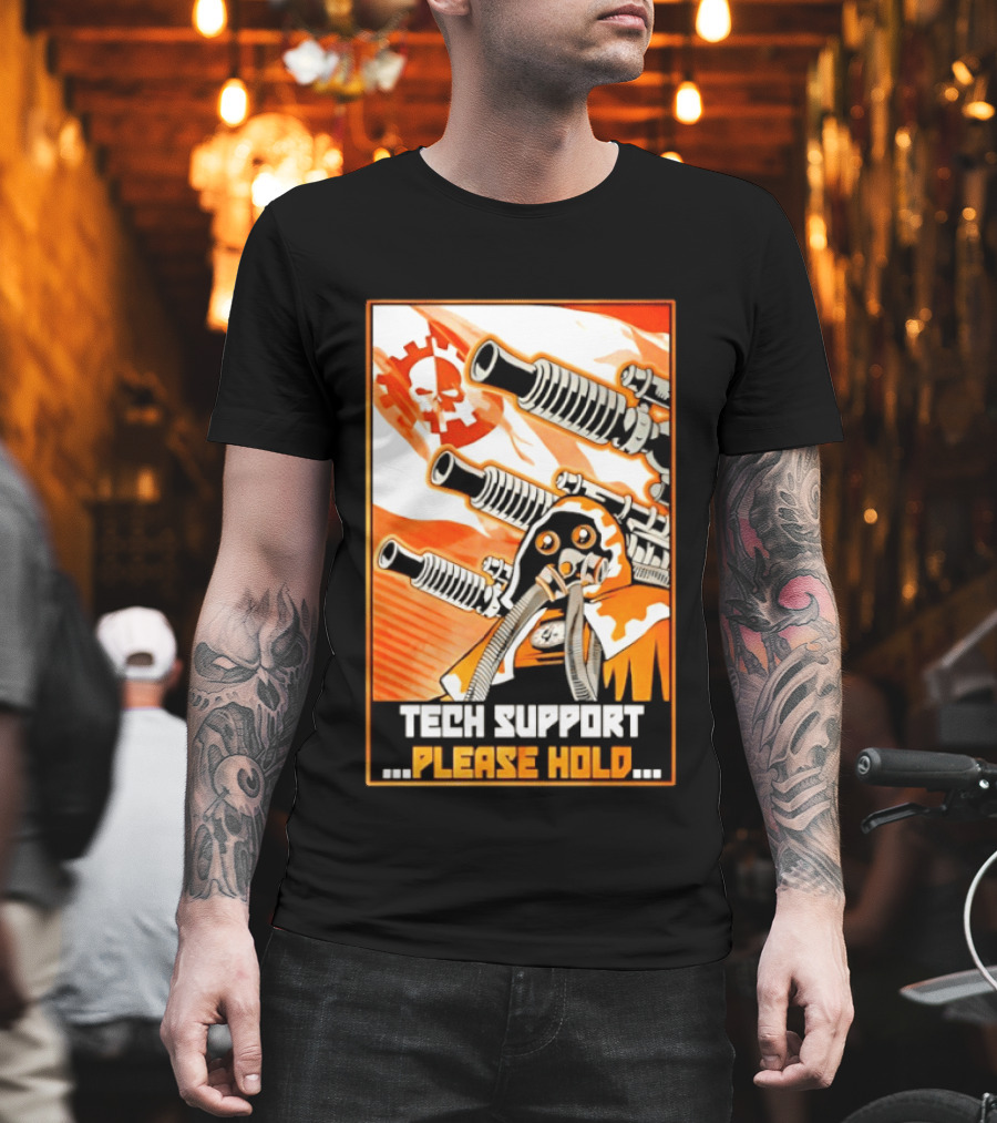 Tech Support Please Hold Skull And Crossbones With Retro Helmets And Cannons T-Shirt