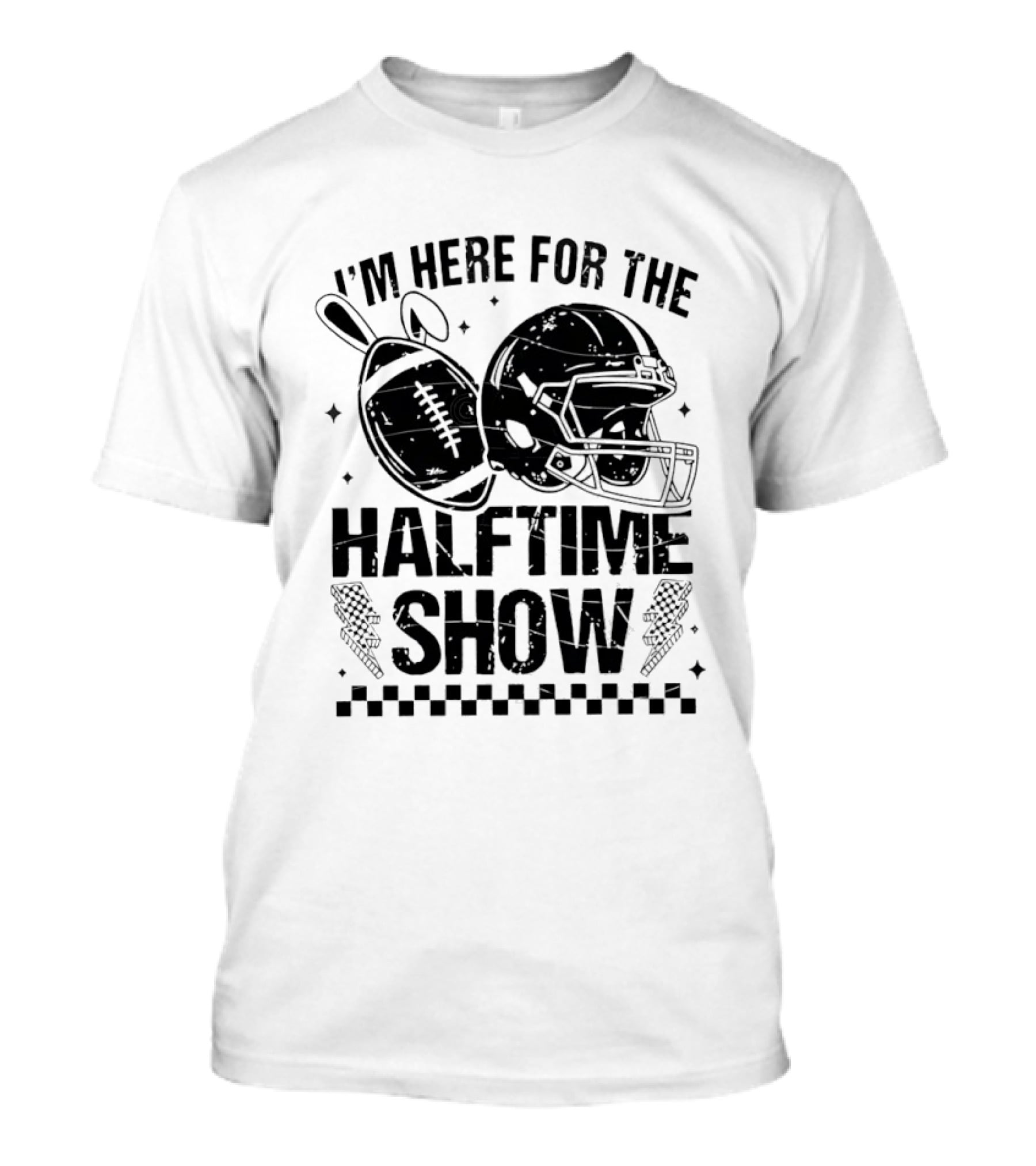 I'm Here For The Halftime Show Football Helmet Bunny Ears T-Shirt