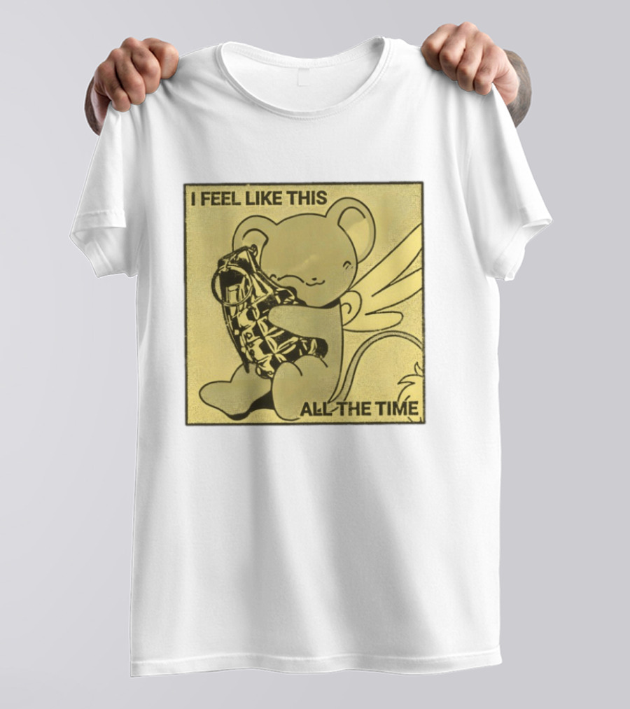 I Feel Like This All The Time Cute Winged Bear Hugging Grenade T-Shirt