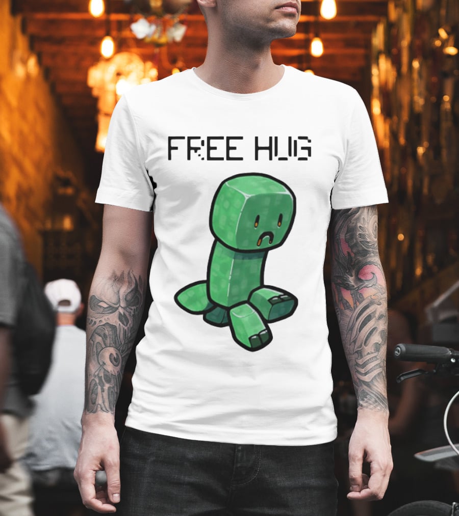 Sad Creeper Free Hug Pixel Art Fandom Humor T-Shirt