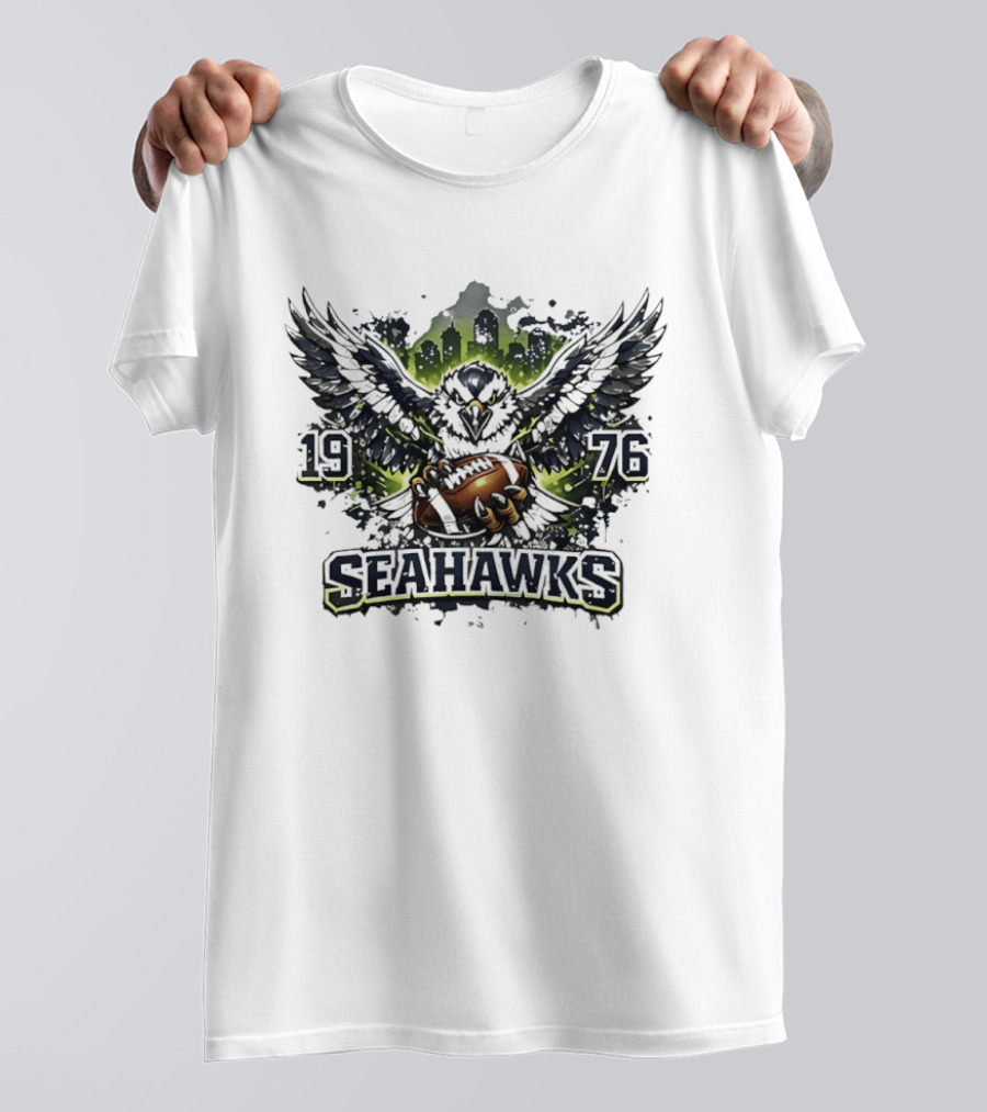 Seattle Seahawks 1976 Eagle Football Skyline T-Shirt