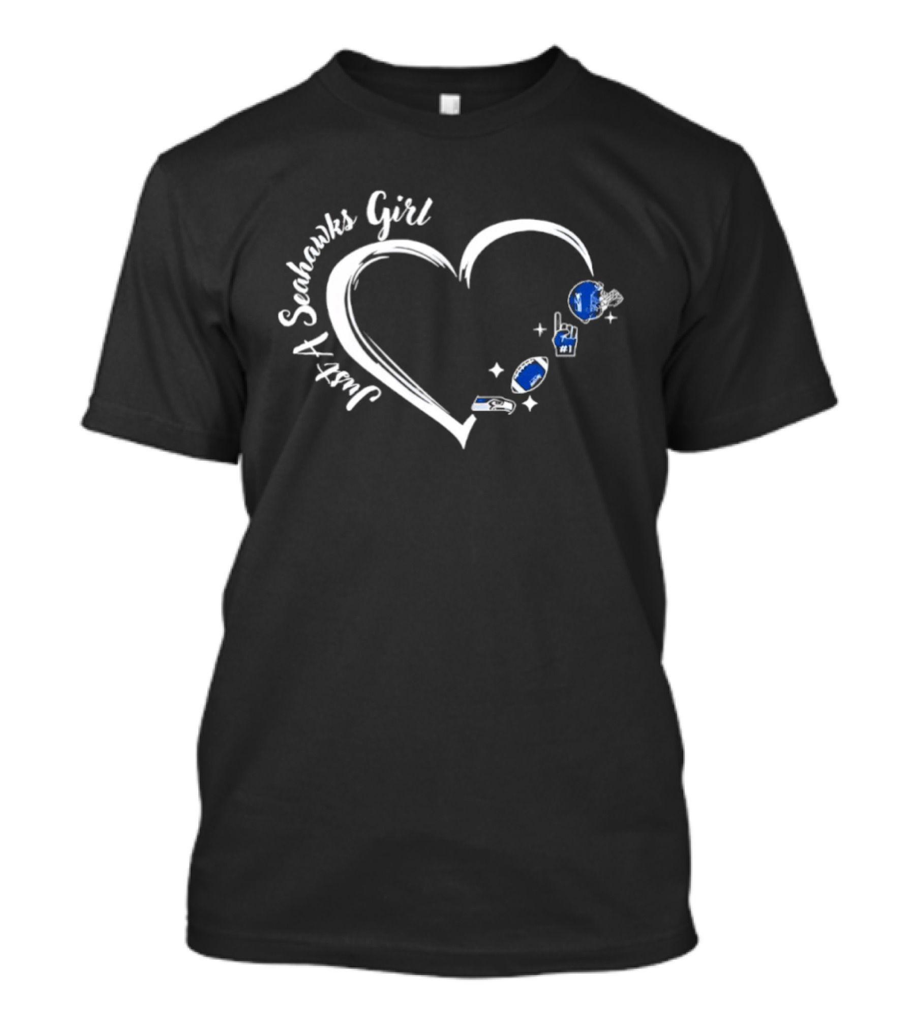 Seahawks Girl Heart Football Just A Seattle Fan T-Shirt